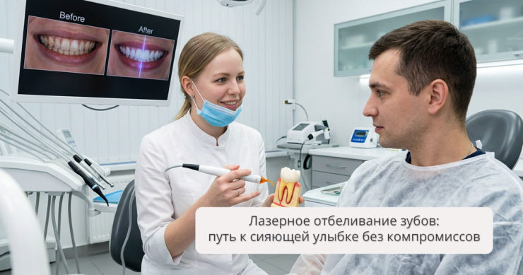 Лазерное отбеливание зубов: путь к сияющей улыбке без компромиссов